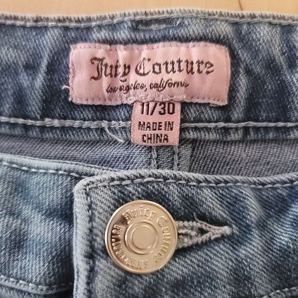 Juicy Couture Jeans Sz 11/30 'Lunita' Blue Denim Flare Leg Rhinestone Butt Y2K - Picture 4 of 7